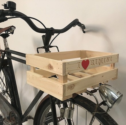 Cesto cassettina in legno per bici